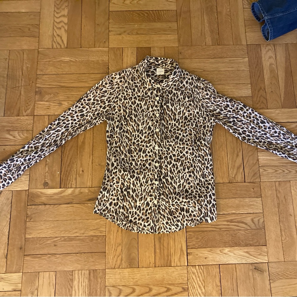 J. Crew Leopard Print Long Sleeve Button Down
